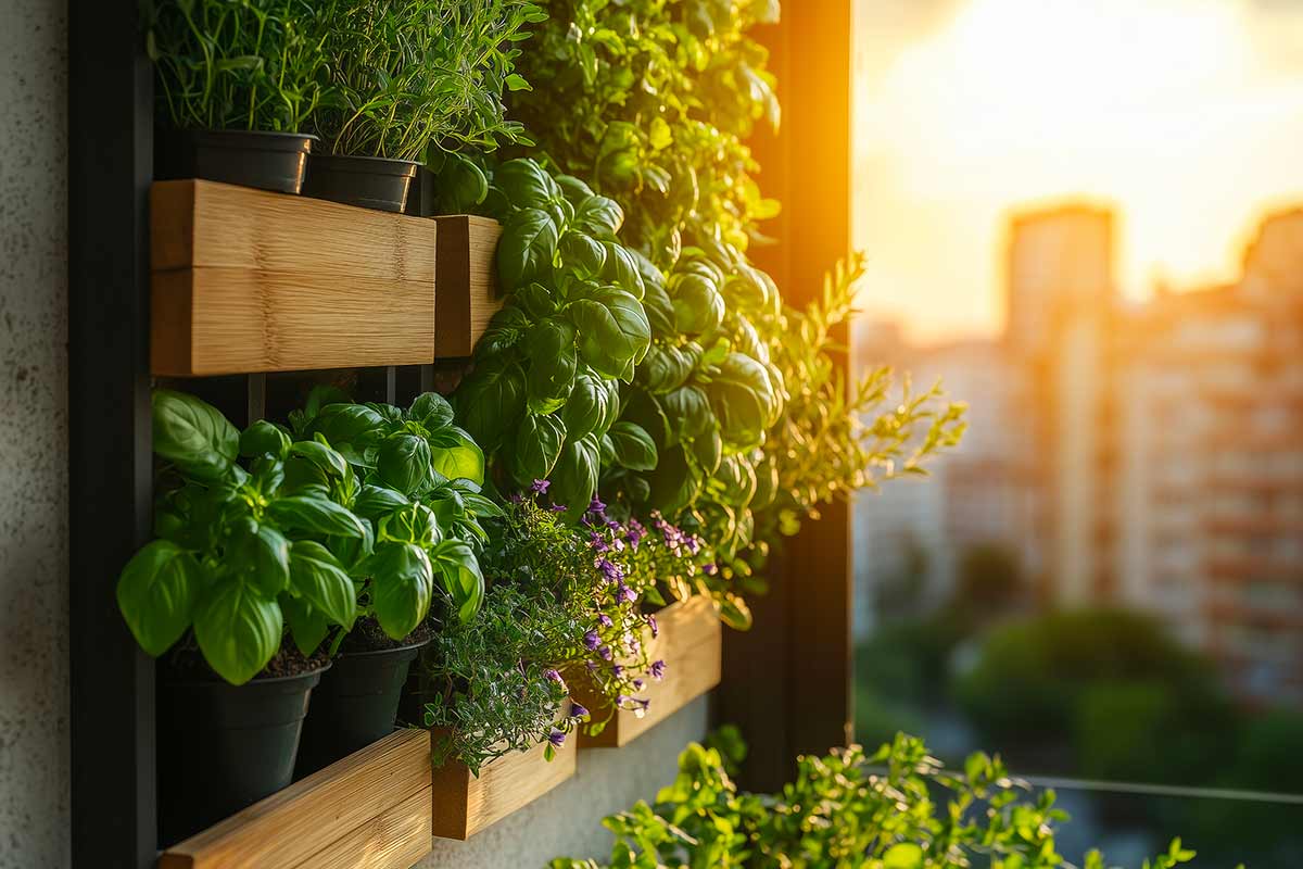 Piante aromatiche sul balcone