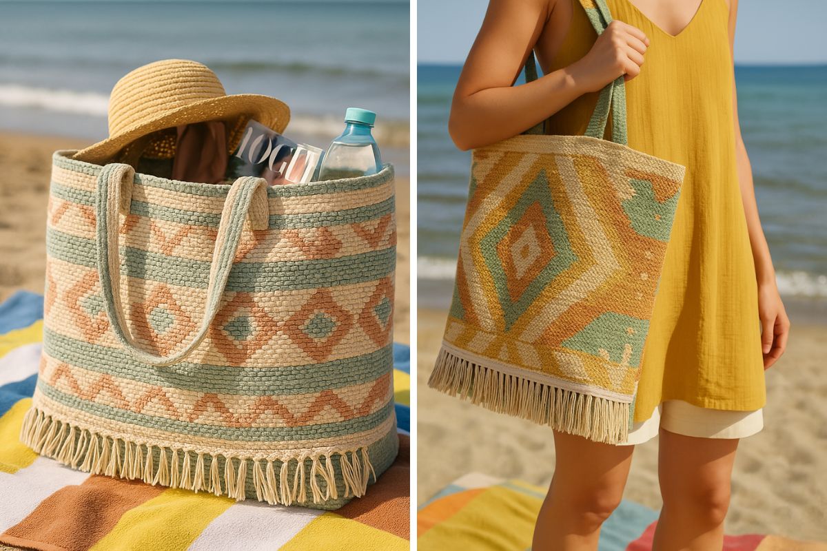 Un tappeto rovinato diventa una borsa da spiaggia originale