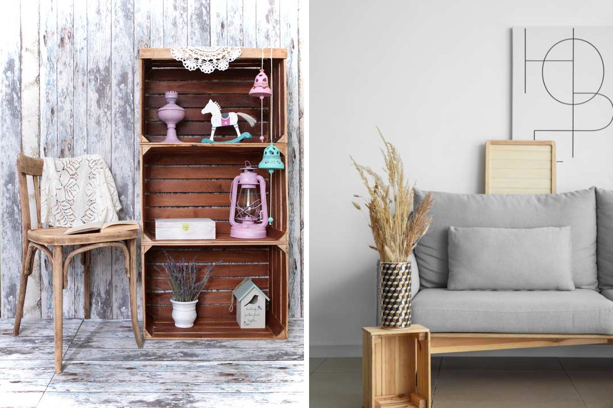 Arredo rustico-chic: progetti facili con cassette di legno da fare a luglio
