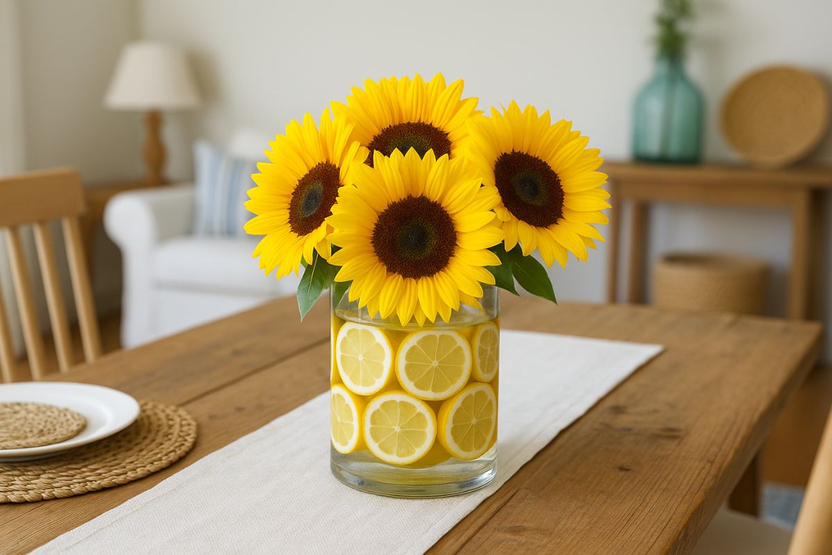 Centrotavola estivo con limoni e girasoli: l’idea semplice che dà freschezza alla tavola di luglio