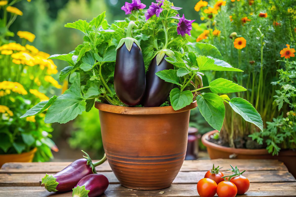 melanzane anche sul balcone