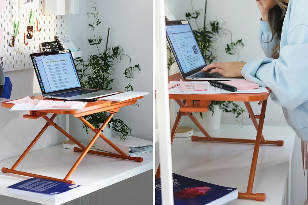 DUBBLA di IKEA: il supporto arancione per PC perfetto per lavorare ovunque, anche in estate