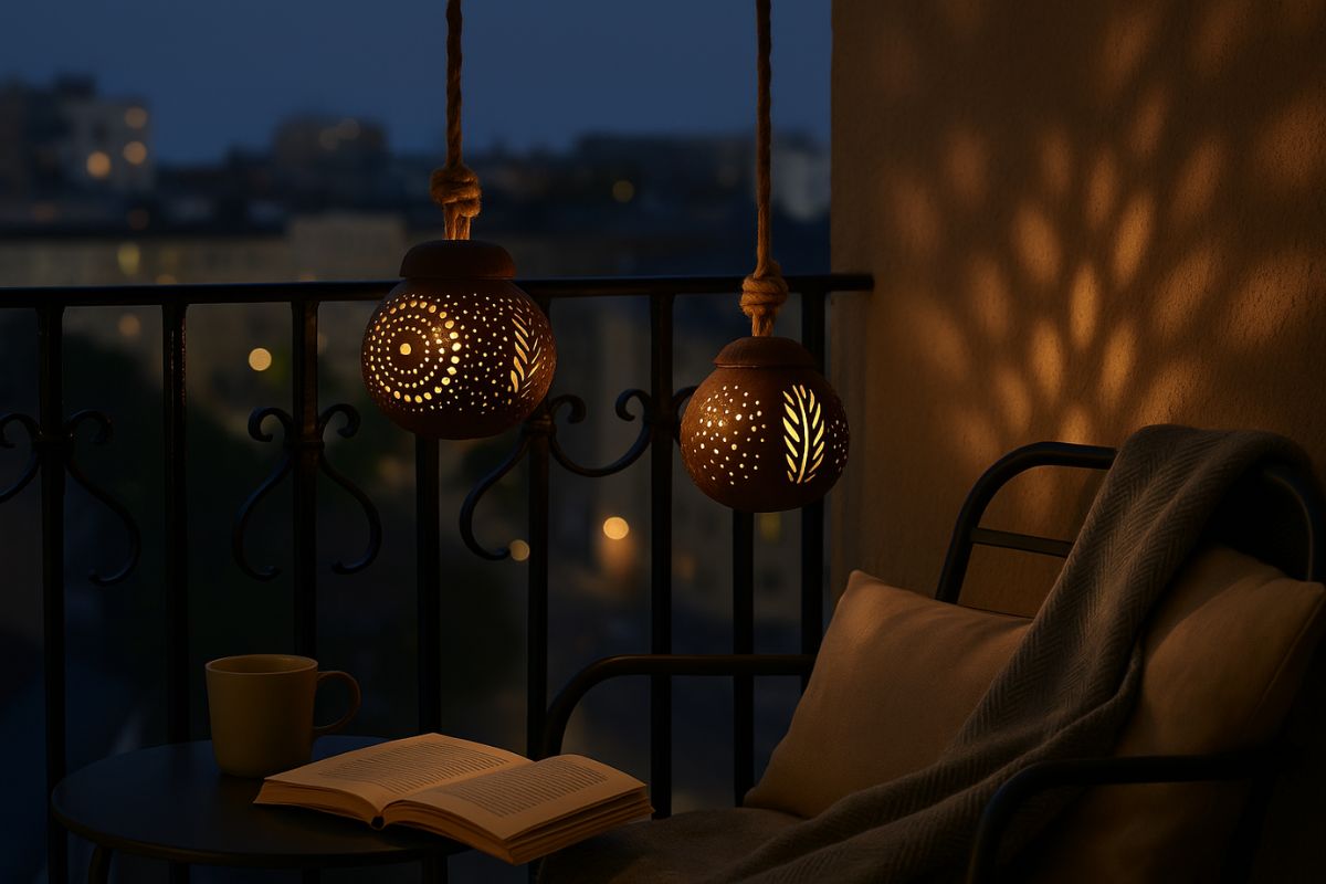 Lampade da esterno con gusci di cocco: illuminare le serate di agosto
