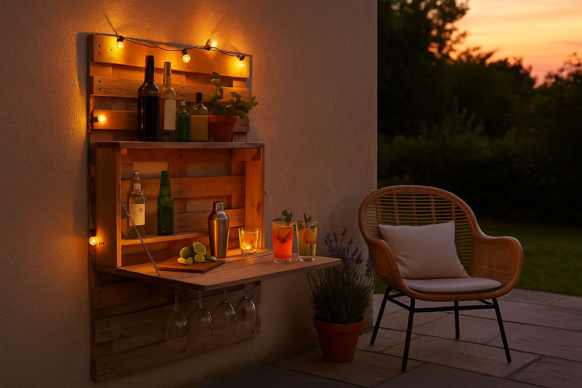 Un vecchio pallet diventa un mini-bar
