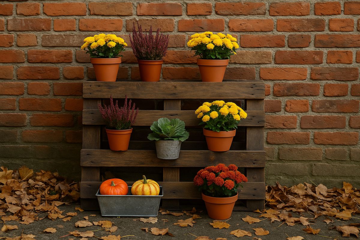 crea un porta piante autunnale con pallet