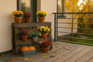 Un vecchio pallet trasformato in porta-piante per l’autunno