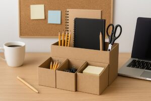 Un organizer da scrivania con scatole di scarpe: idea di settembre